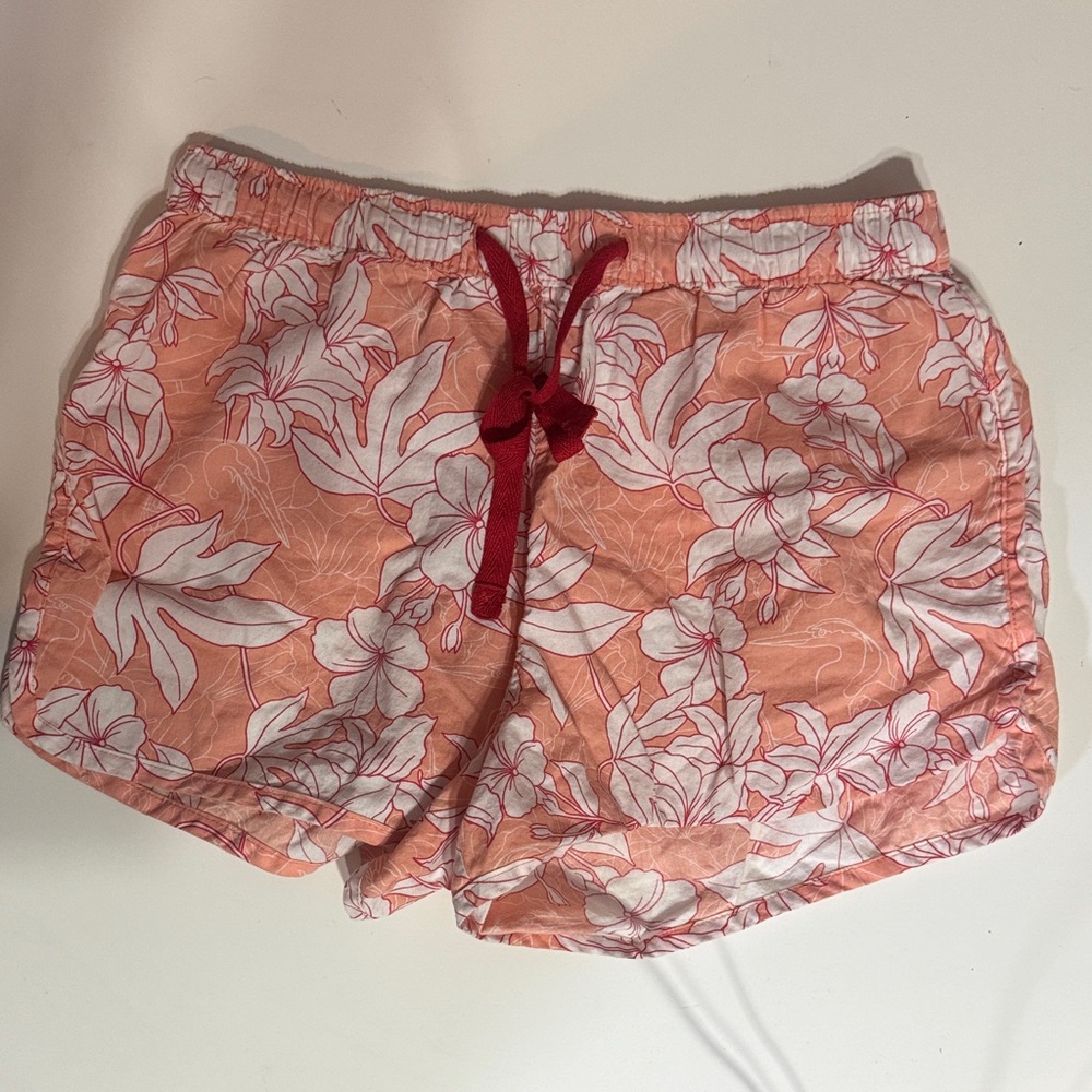 Columbia Coral and White Floral Women's Athletic Shorts
